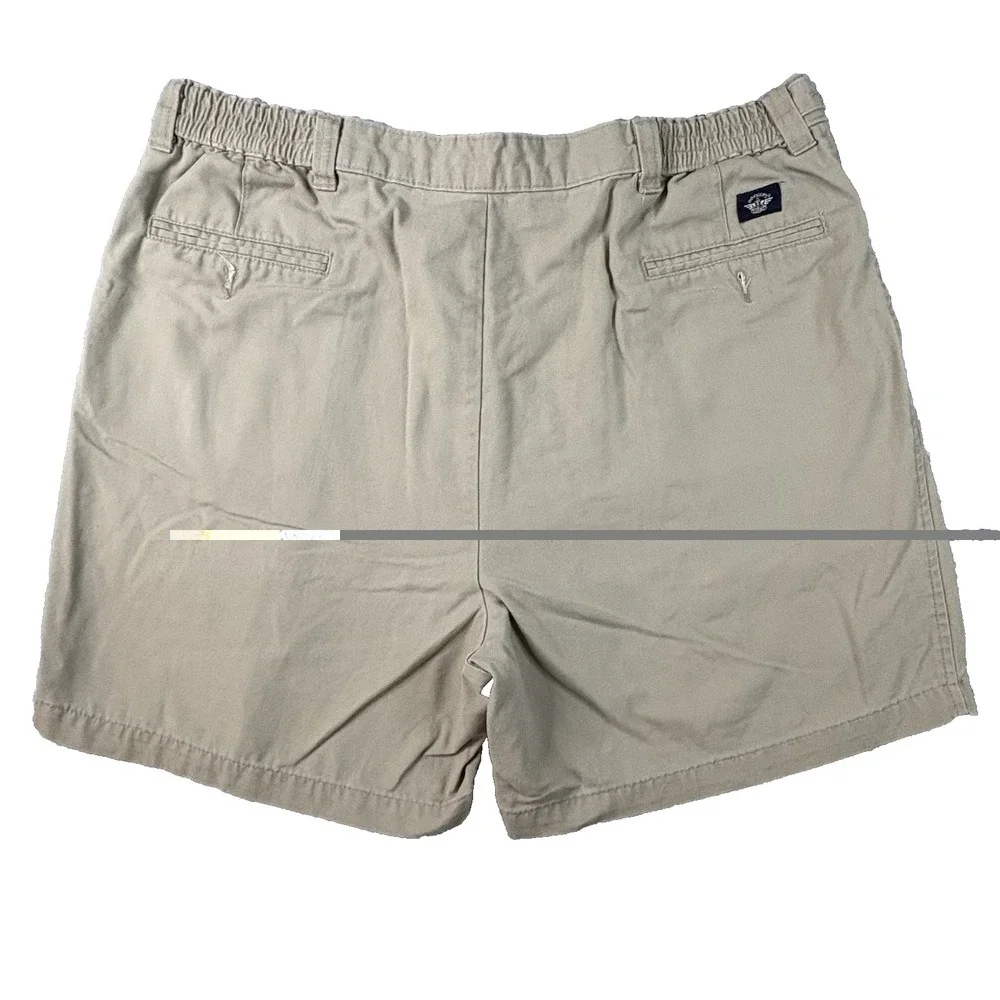 VTG 1997 Dockers Men's 38x6 Beige Khaki Pleated Elastic Waist Chino Shorts